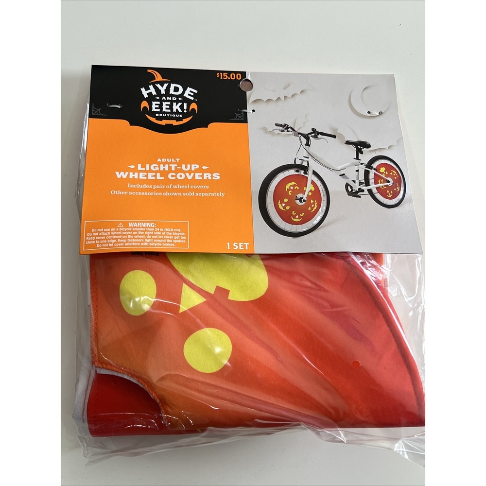 Hyde and Eek! Adult Light Up Pumpkin Faces Halloween Bicycle Wheel Cover New